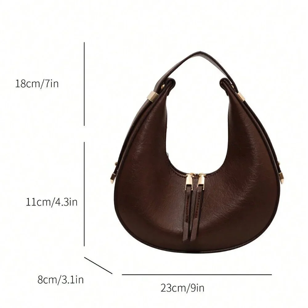 Coffee Brown Elegant Women's Textured Soft Leather Bag